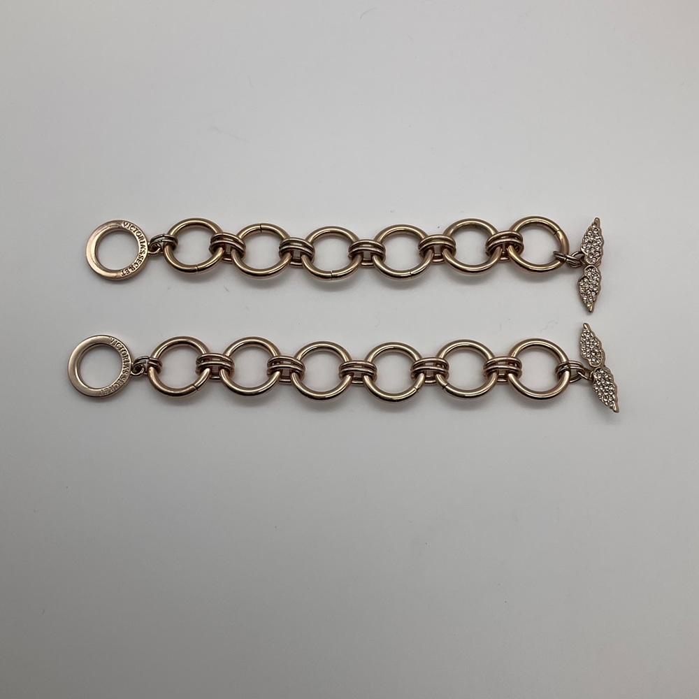 TWO ROSE GOLD VICTORIA SECRET CHAIN TOGGLE BRACELETS‎